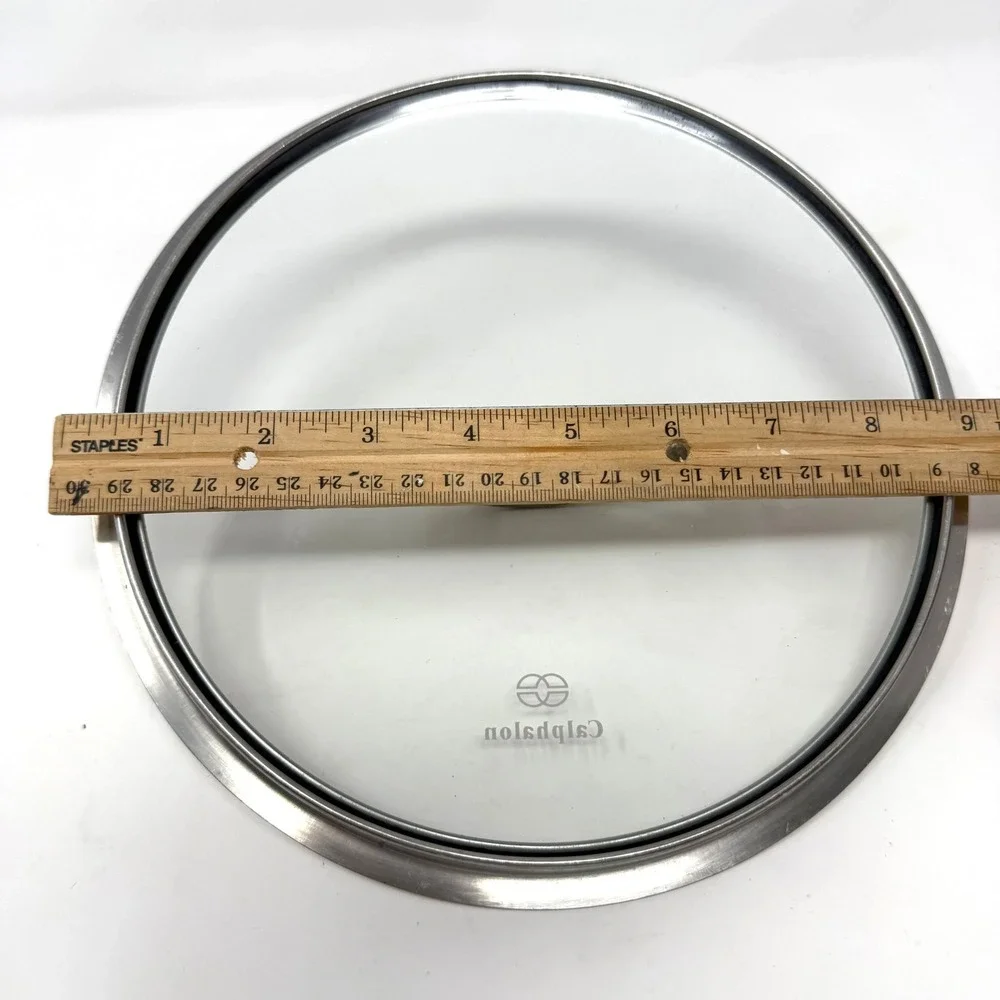 Calphalon 9 Inch Tempered Glass Replacement Lid Stainless Steel Rim Handle